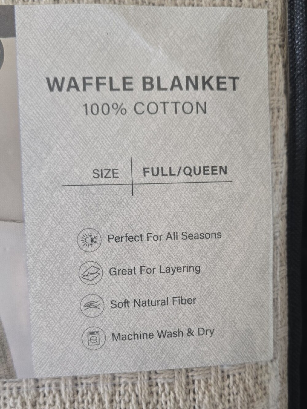 Modern Threads Oatmeal Colored Waffle 100% Cotton Blanket - Full/Queen - Picture 2 of 5